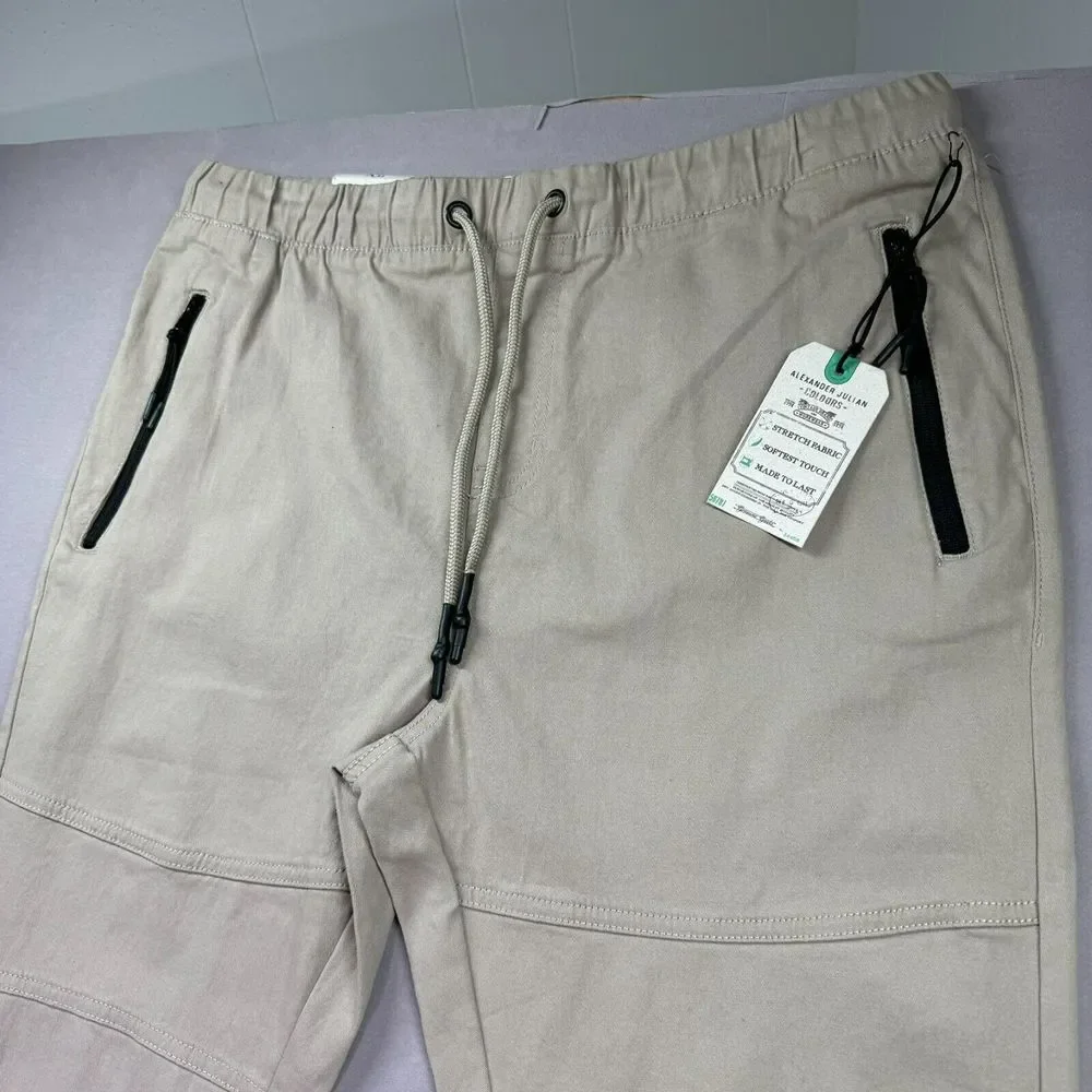 NEW Alexander Julian‎ Colours Stretch Pants Mens XL Khaki Golf Sail Drawstring